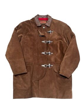 Vintage Cayenne Suede Fireman Jacket 4 Ganci Clasp Brown Small
